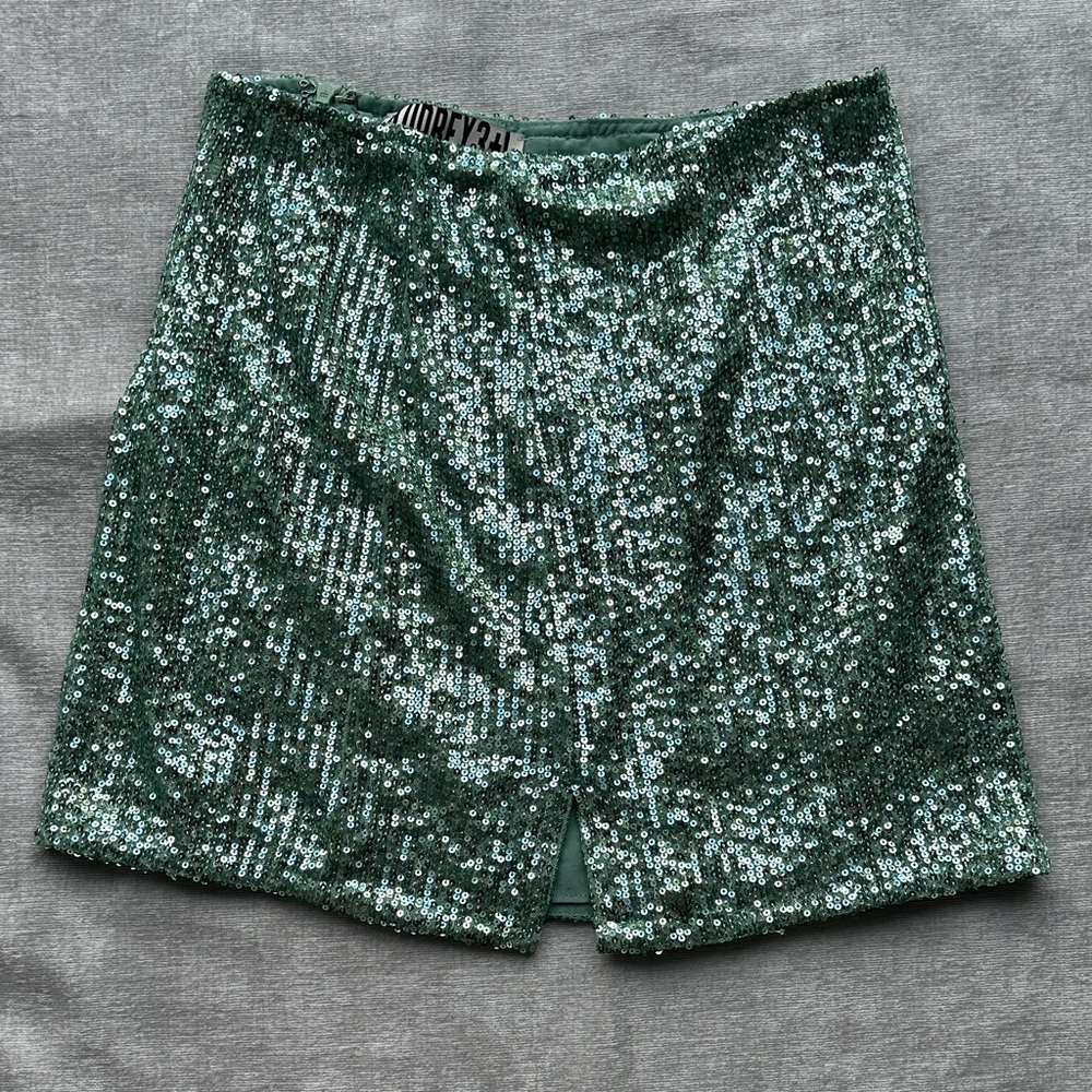 Audrey 3+1 Emerald Sequin Skirt